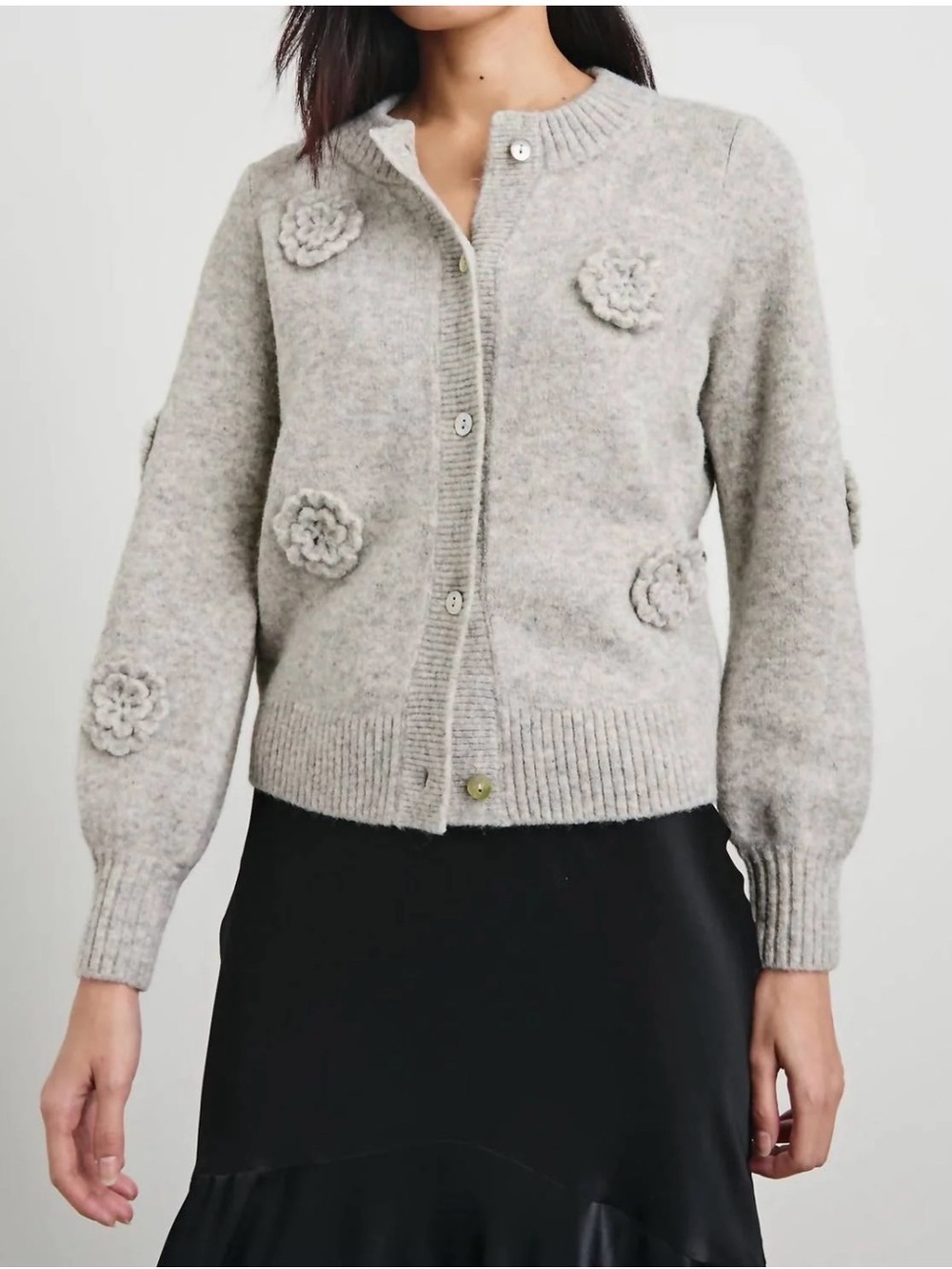 Rails Gray Francesca Floral Cardigan Size Small Like New